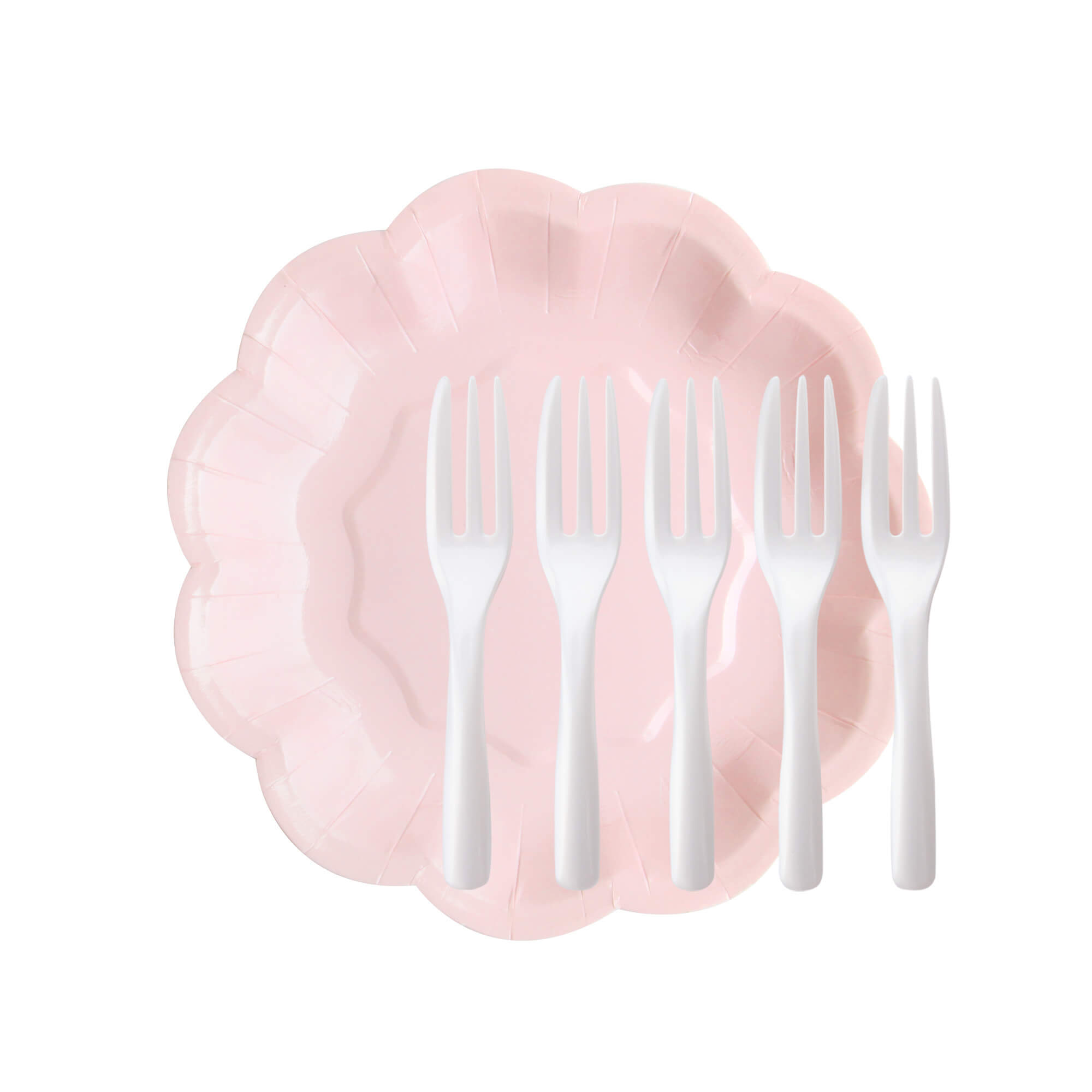 Pink flower cake plate & cake fork