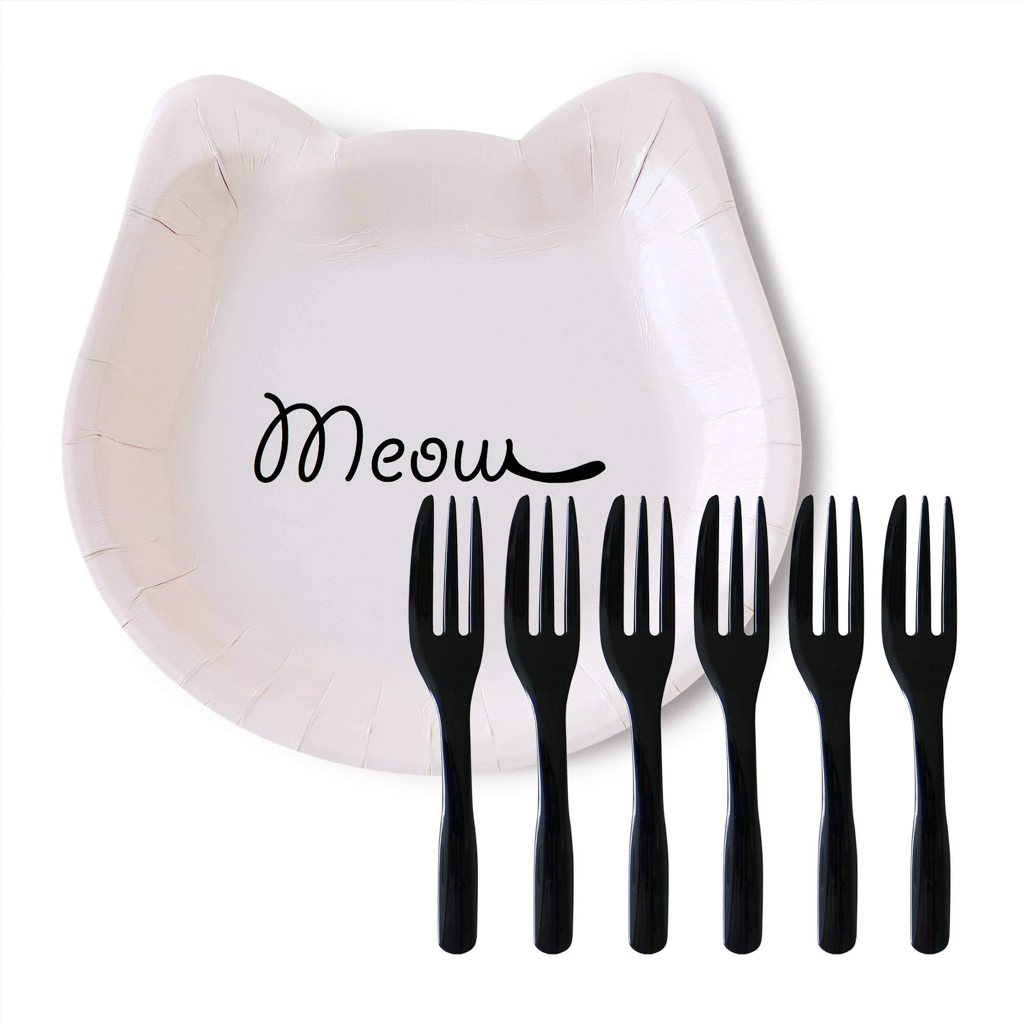 薰衣草色貓咪蛋糕盤 （含蛋糕叉）