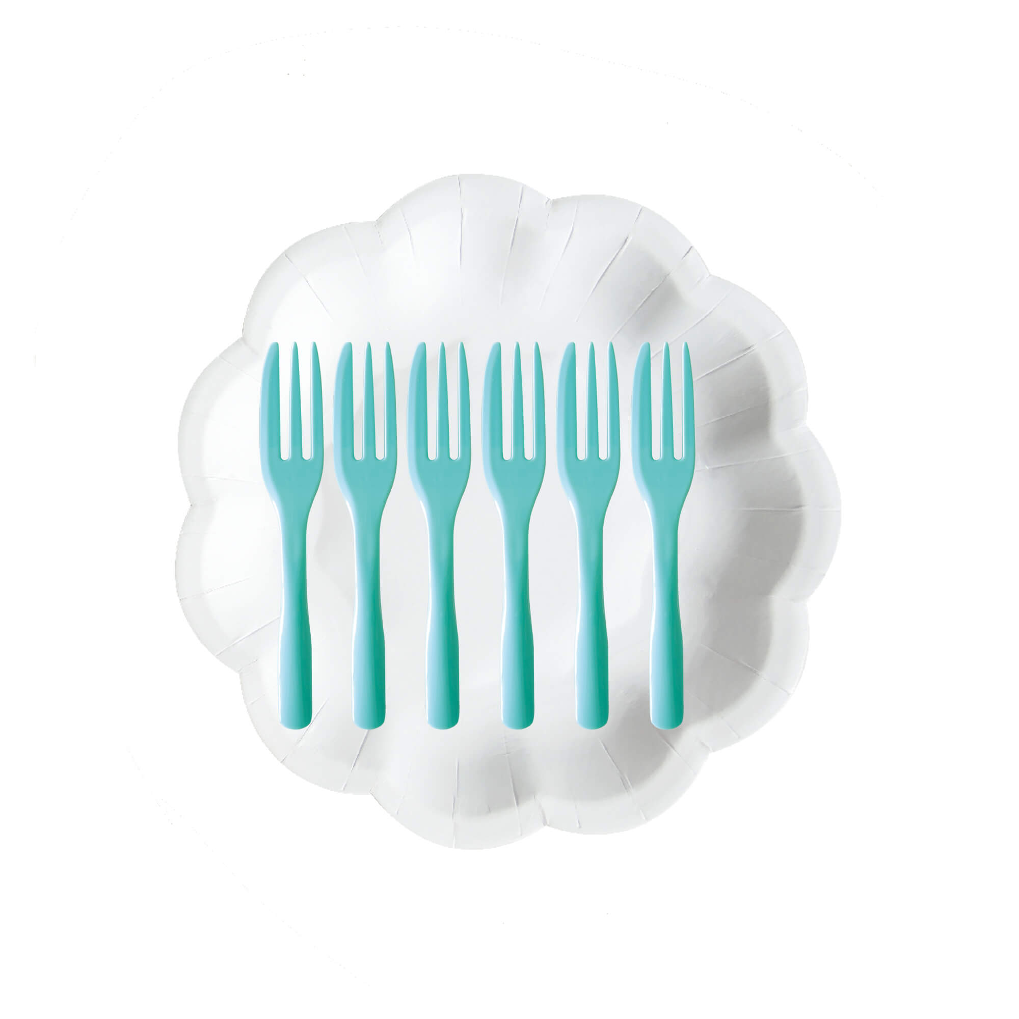 Flower Shaped Paper Plate With Mint Fork