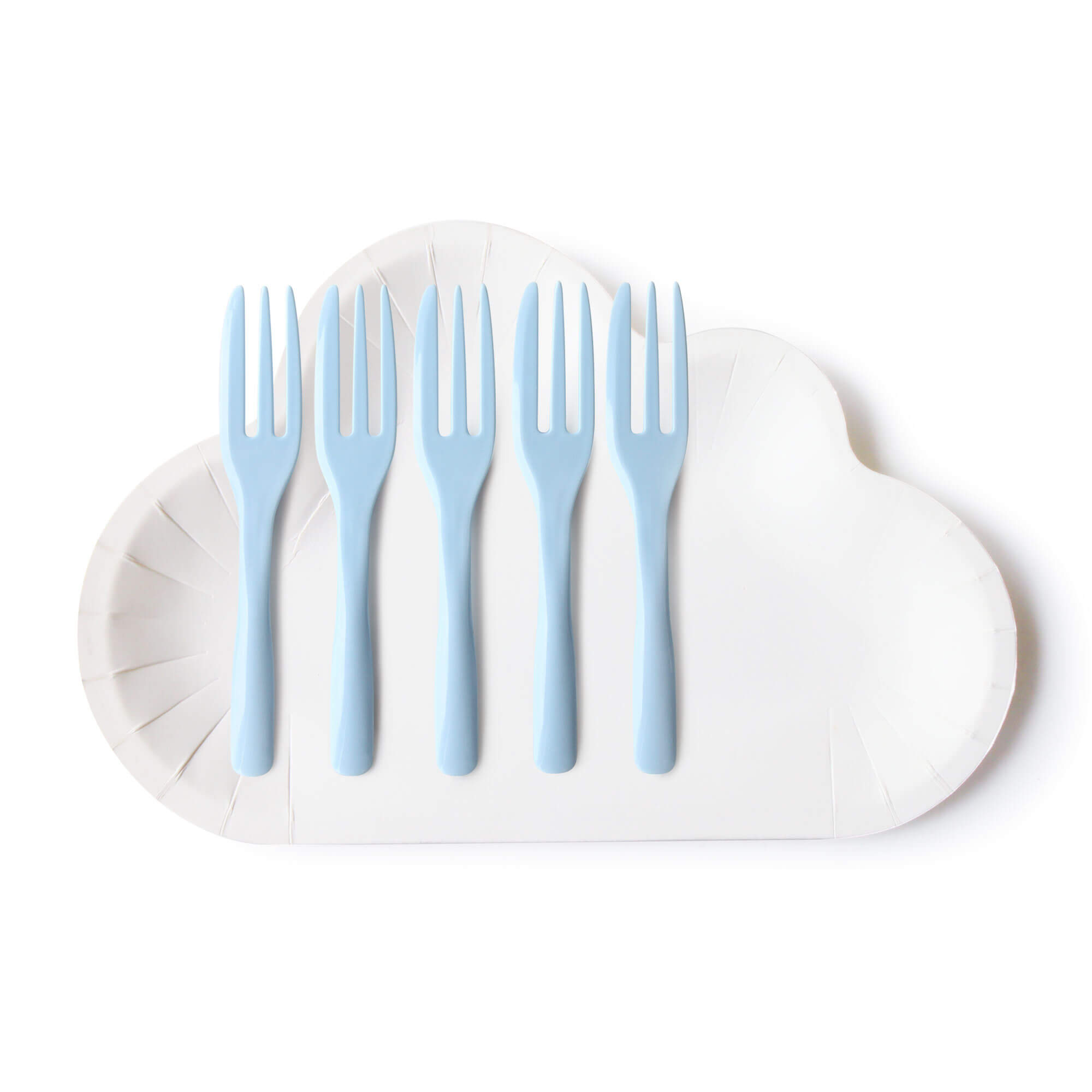 White cloud plate & cotton candy blue cake fork