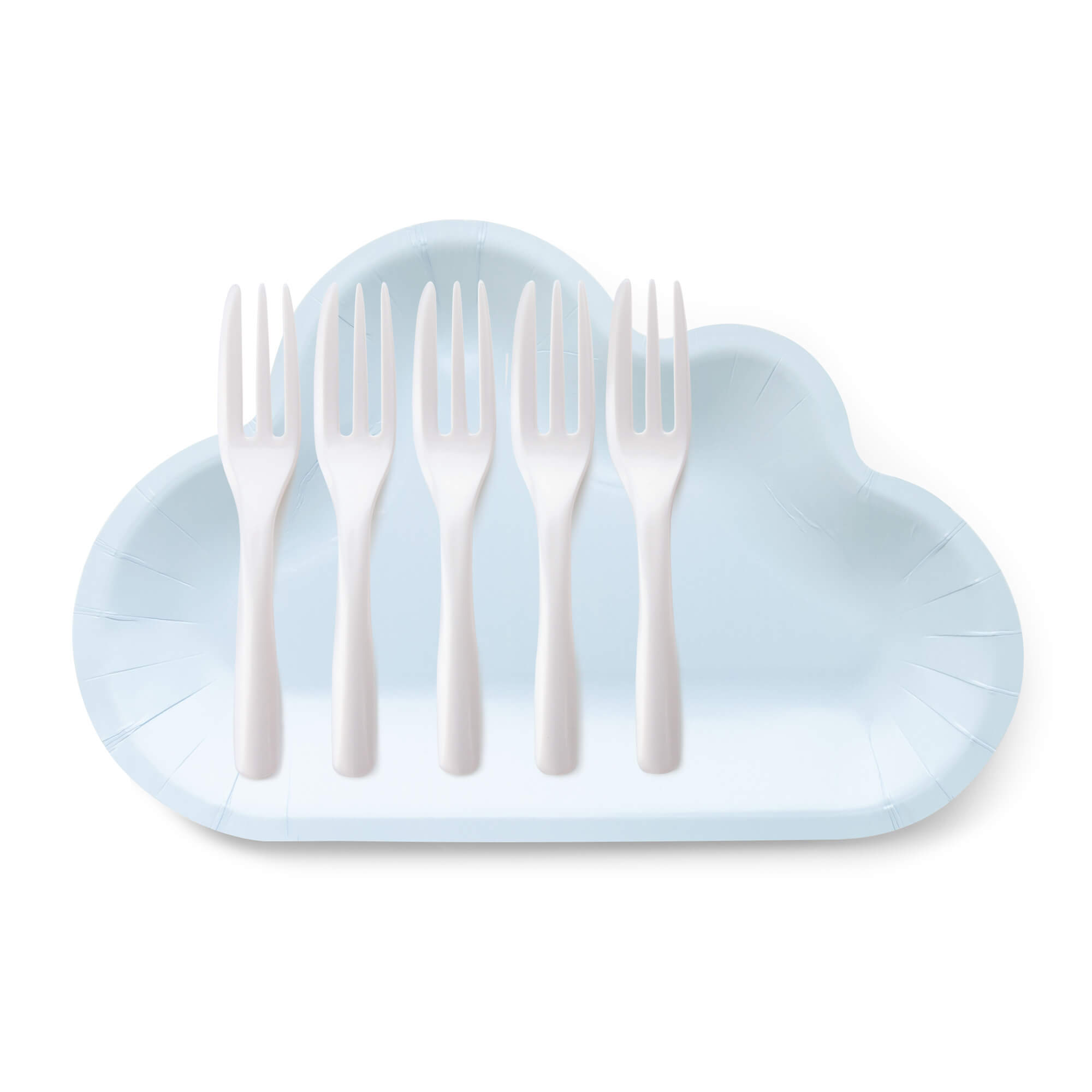Blue cloud plate & pearl cake fork