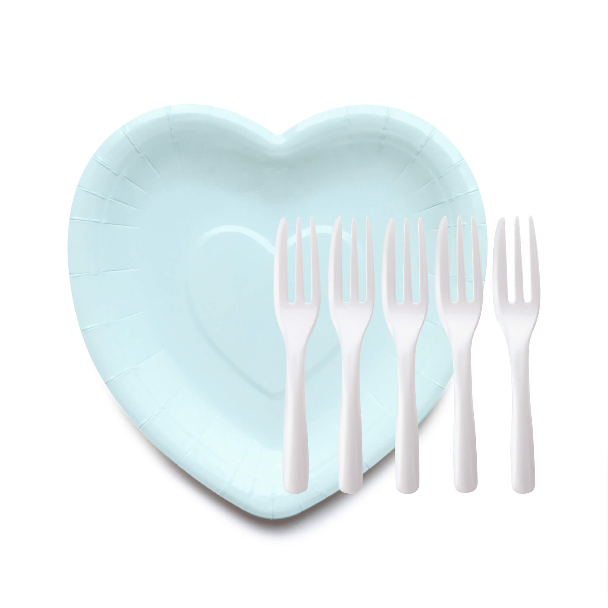 藍色愛心蛋糕盤 （含蛋糕叉）